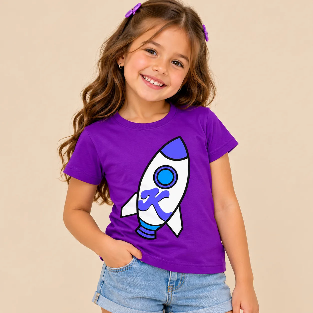 Camiseta Tematica Feminino Infantil Pirilampo Kids Roxo
