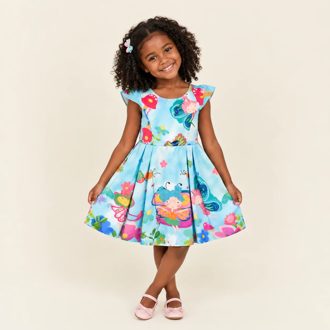 Vestido Infantil Menina Pirilampo Kids Azul Claro