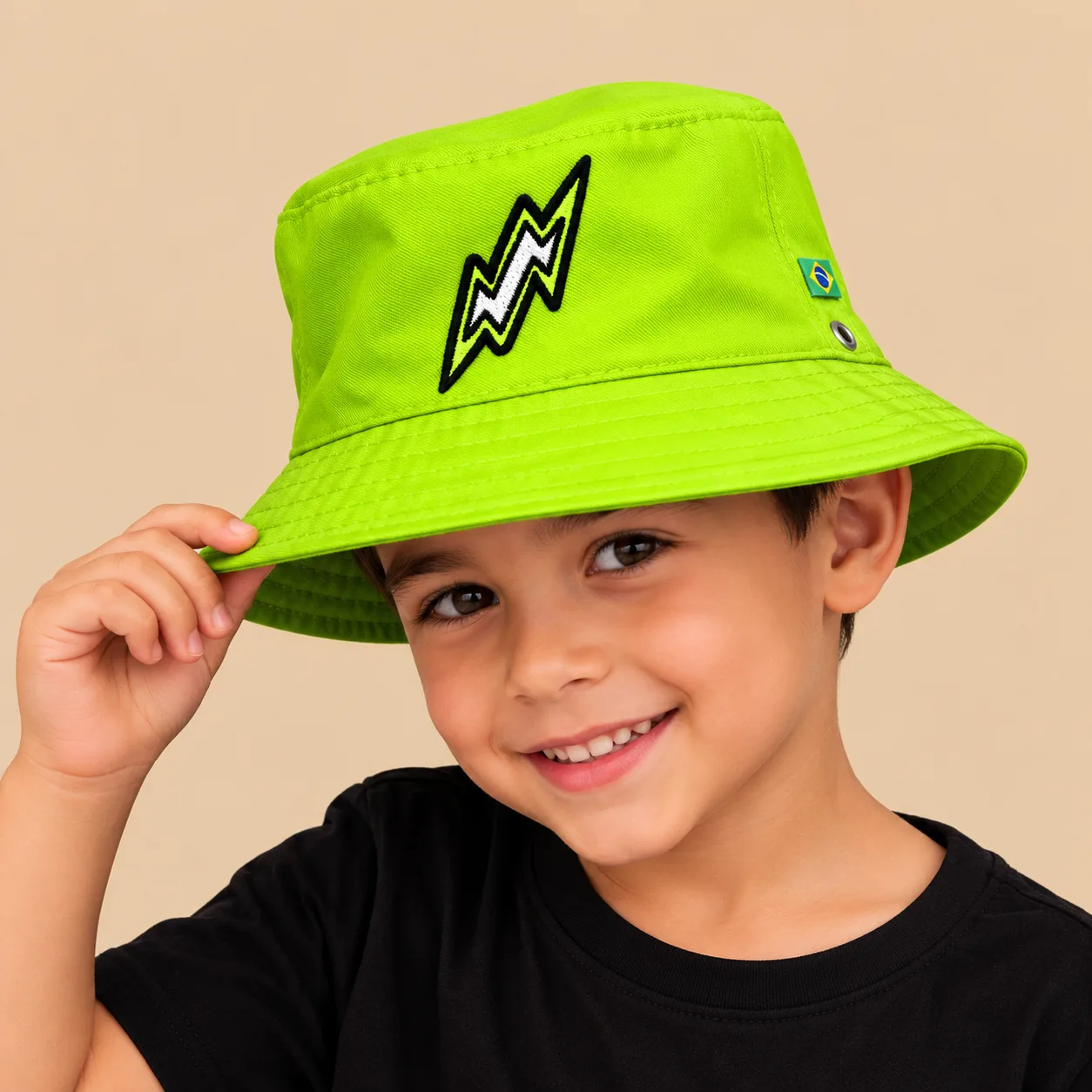Chapéu Bucket Masculino Infantil Pirilampo Kids Verde Neon