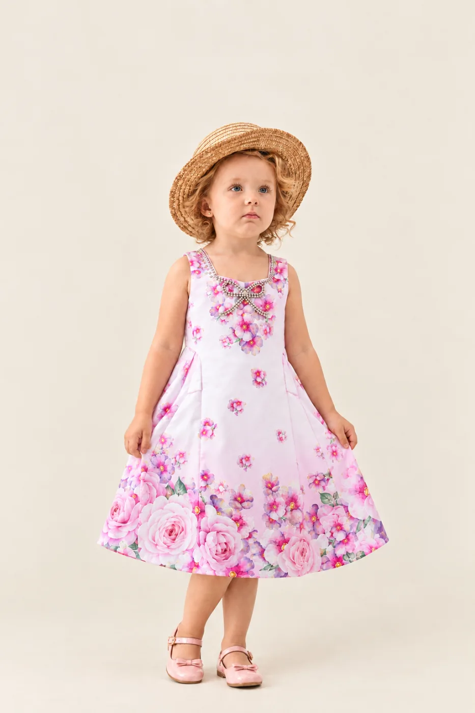Vestido Infantil Menina Flores Pirilampo Kids Branco