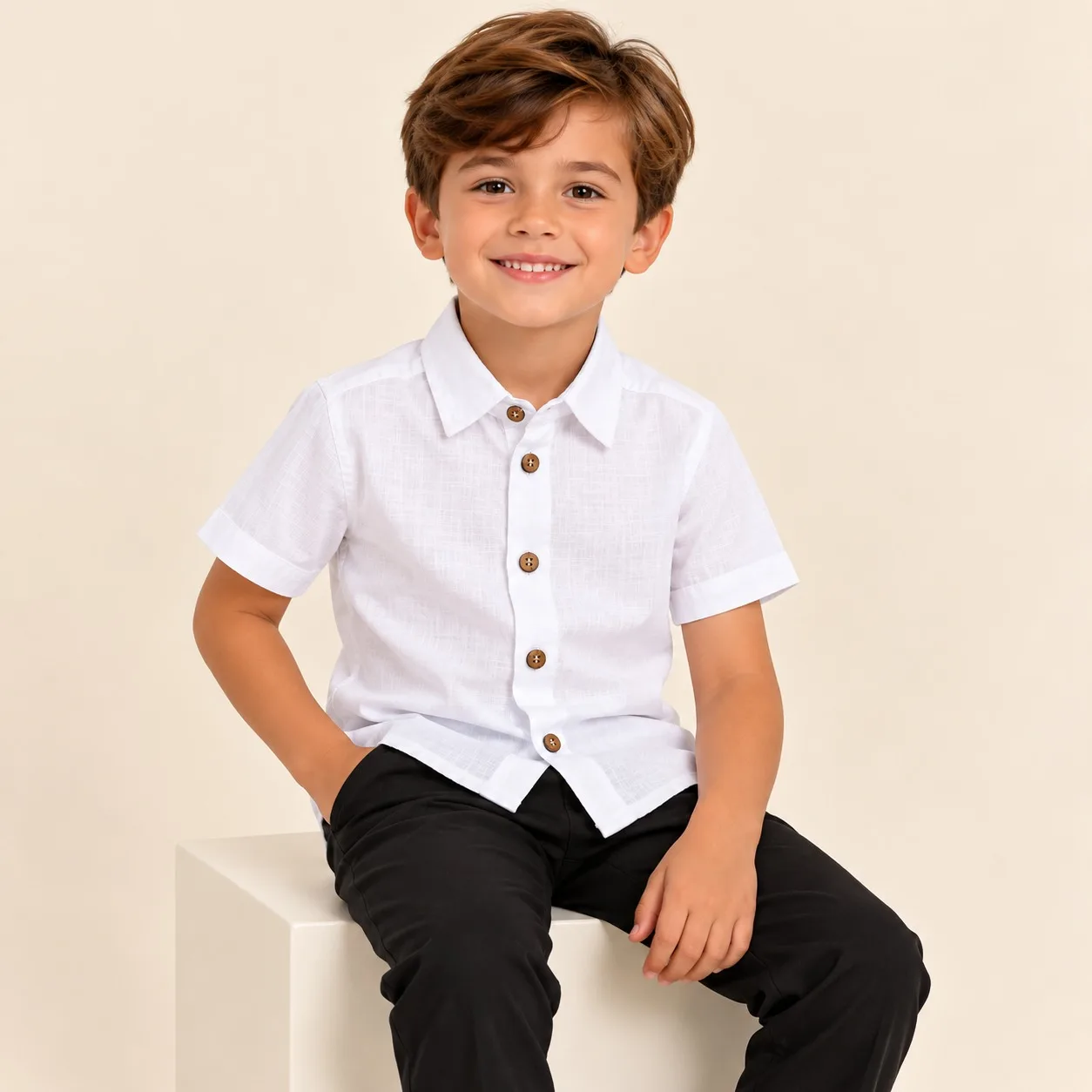 Camisa Linho Infantil Menino Pirilampo Kids D2359 Branco
