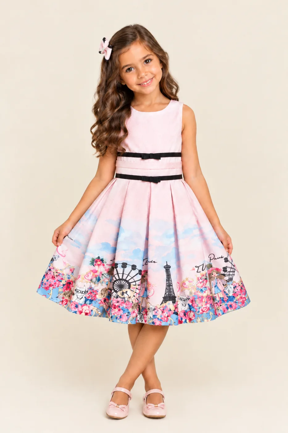 Vestido Infantil Menina Pirilampo Kids Rosa Pastel