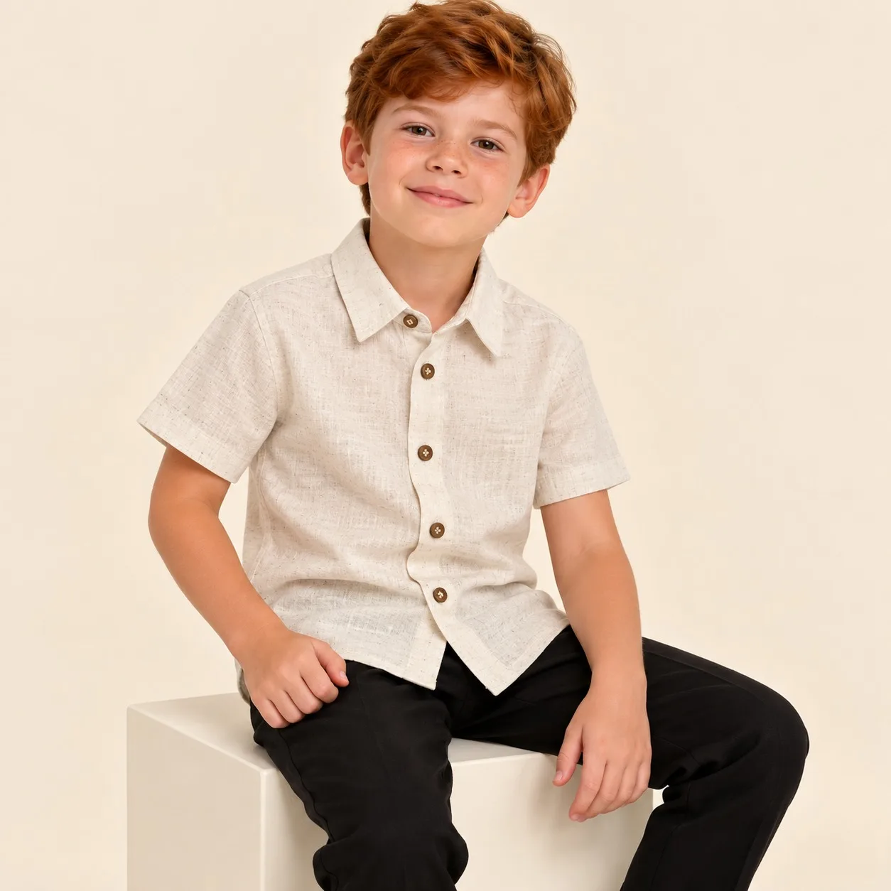 Camisa Linho Infantil Menino Pirilampo Kids 541236 Cru