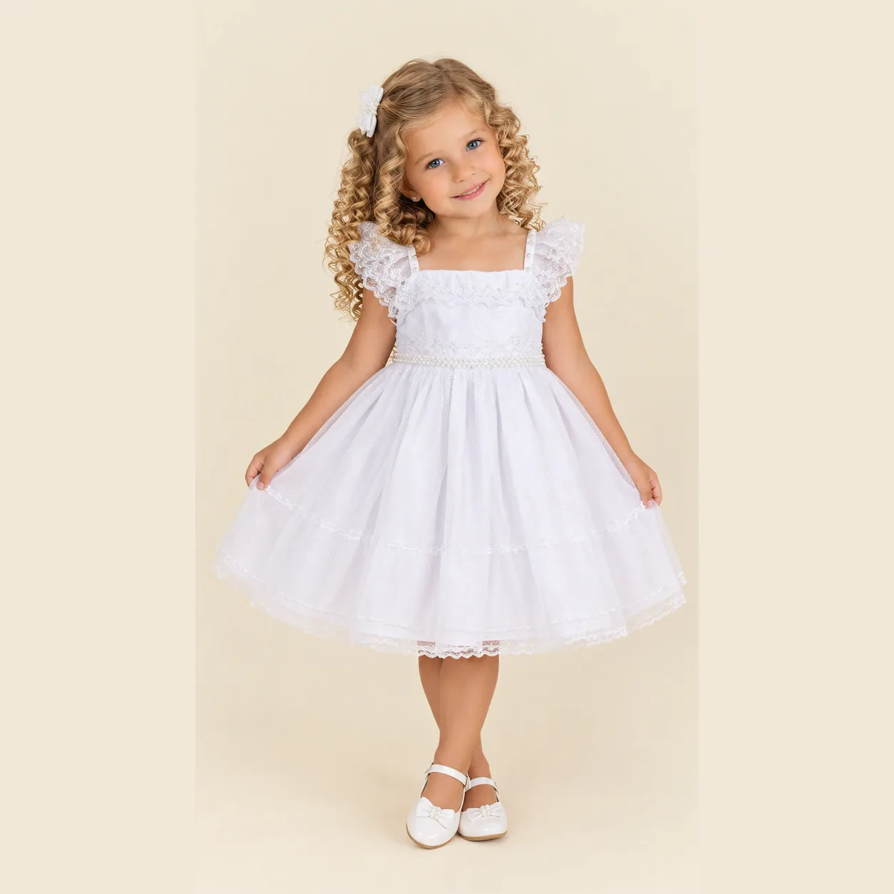 Vestido Bebê Menina Pirilampo Kids 4119 Branco