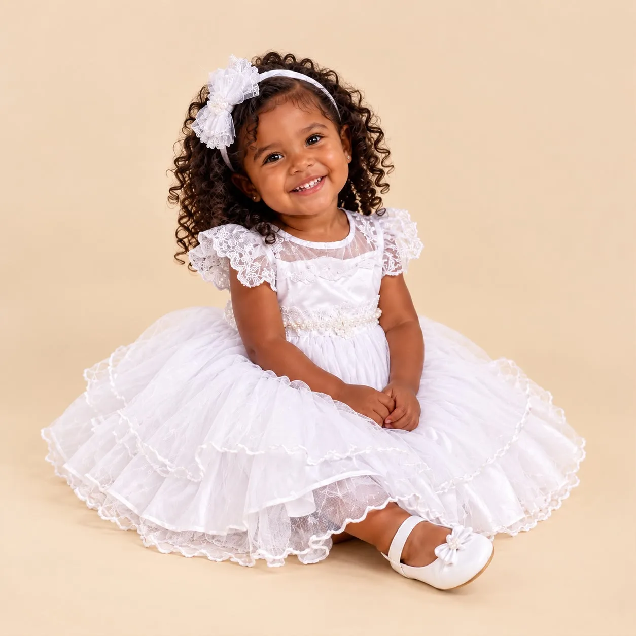 Vestido Bebê Menina Pirilampo Kids 1176C Branco
