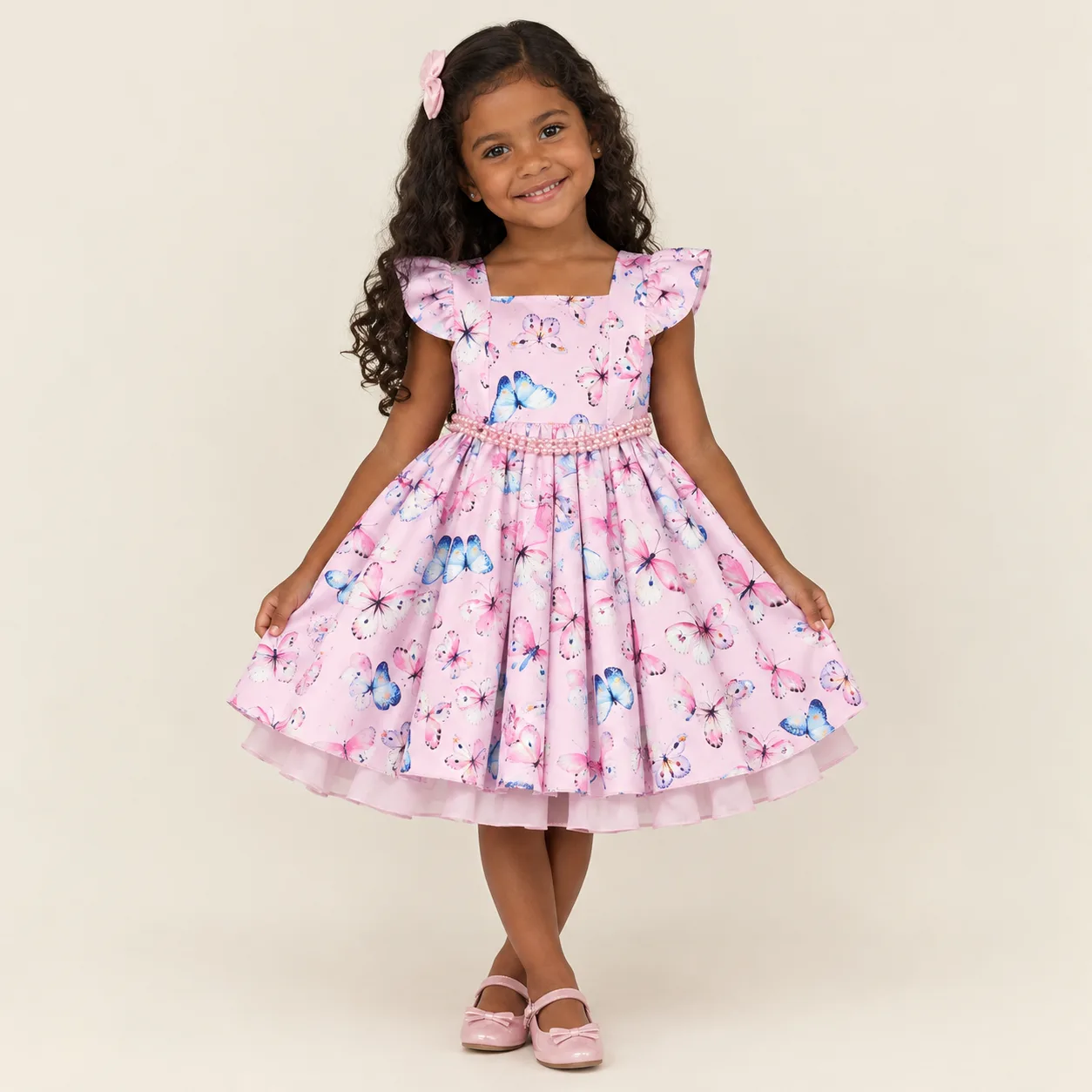 Vestido Infantil Borboletas Menina Pirilampo Kids Rosa