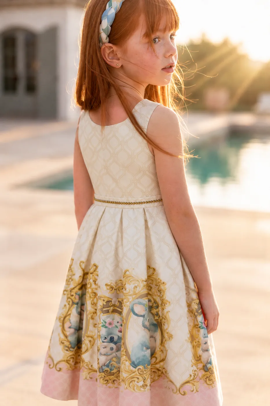 Vestido Casual Infantil Menina Pirilampo Kids Bege