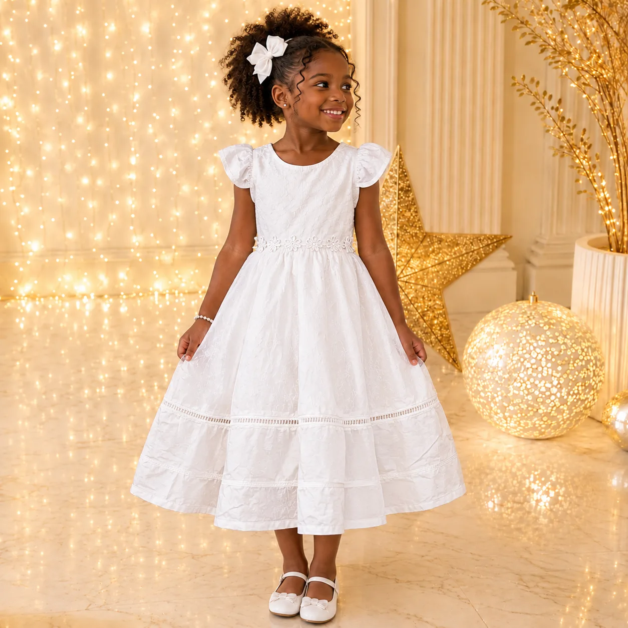 Vestido Batizado Infantil Menina Pirilampo Kids Branco