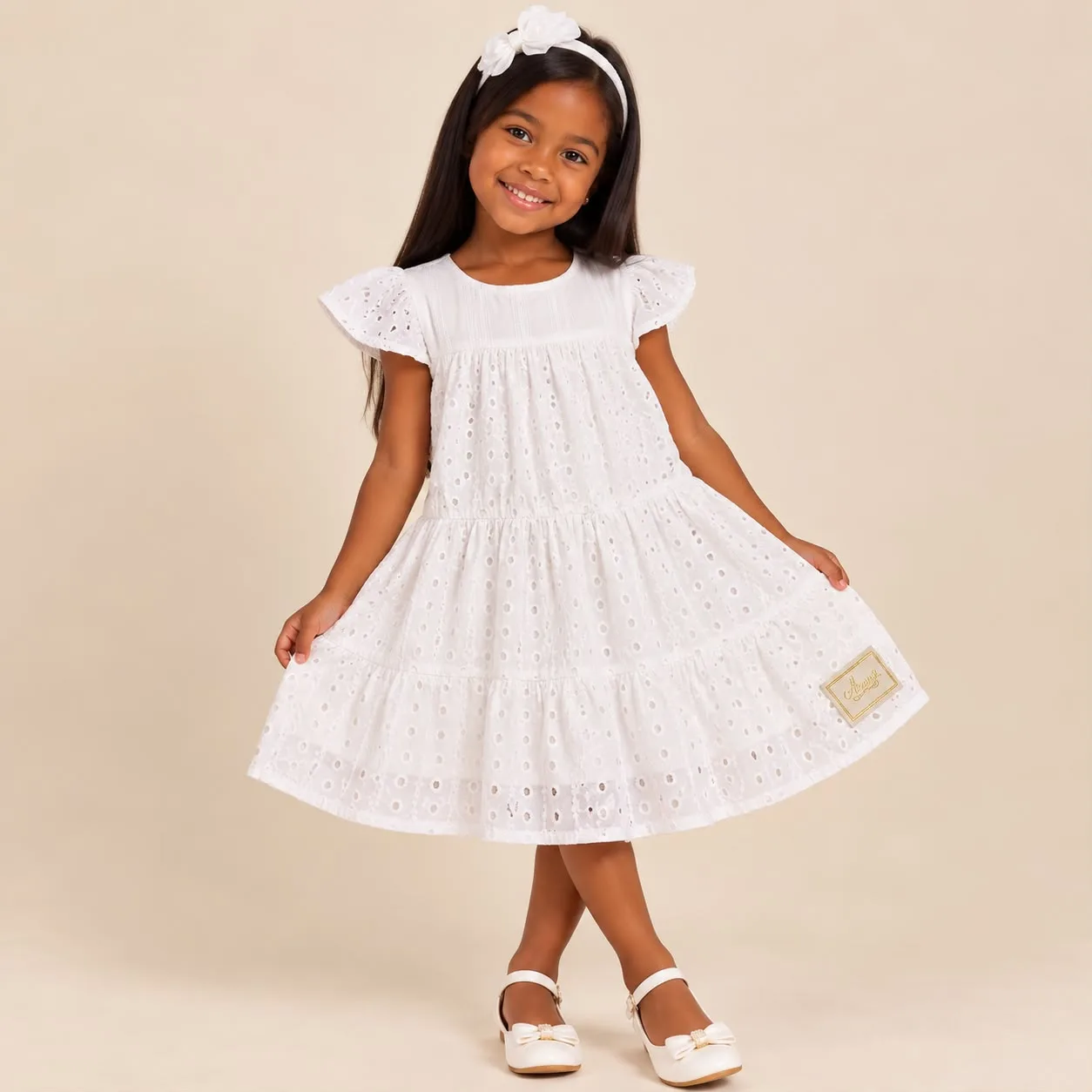 Vestido Bebê Menina Pirilampo Kids L1843 Branco