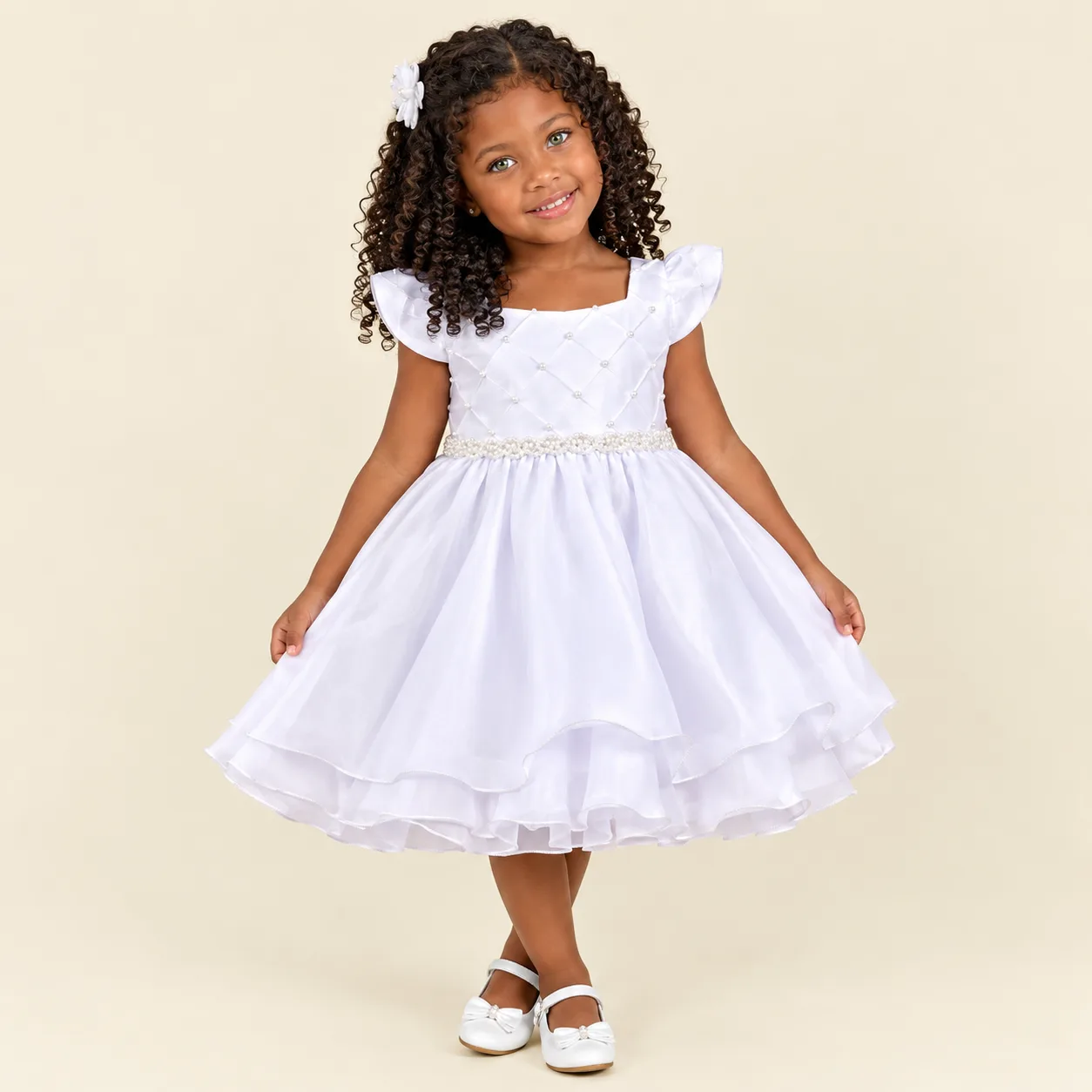 Vestido Bebê Menina Pirilampo Kids VEST BRANCO NIN Branco