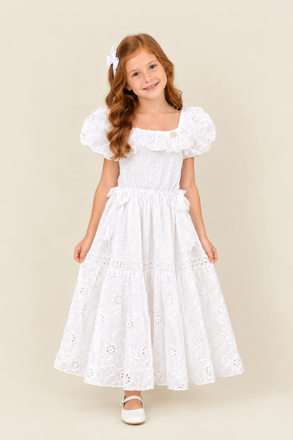 Vestido Batizado Infantil Menina Pirilampo Kids Branco