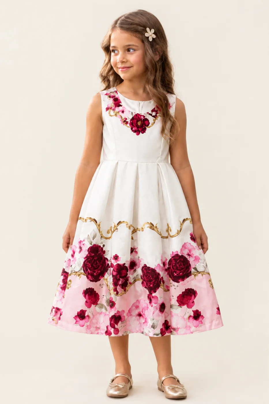 Vestido Infantil Menina Flores Pirilampo Kids Branco