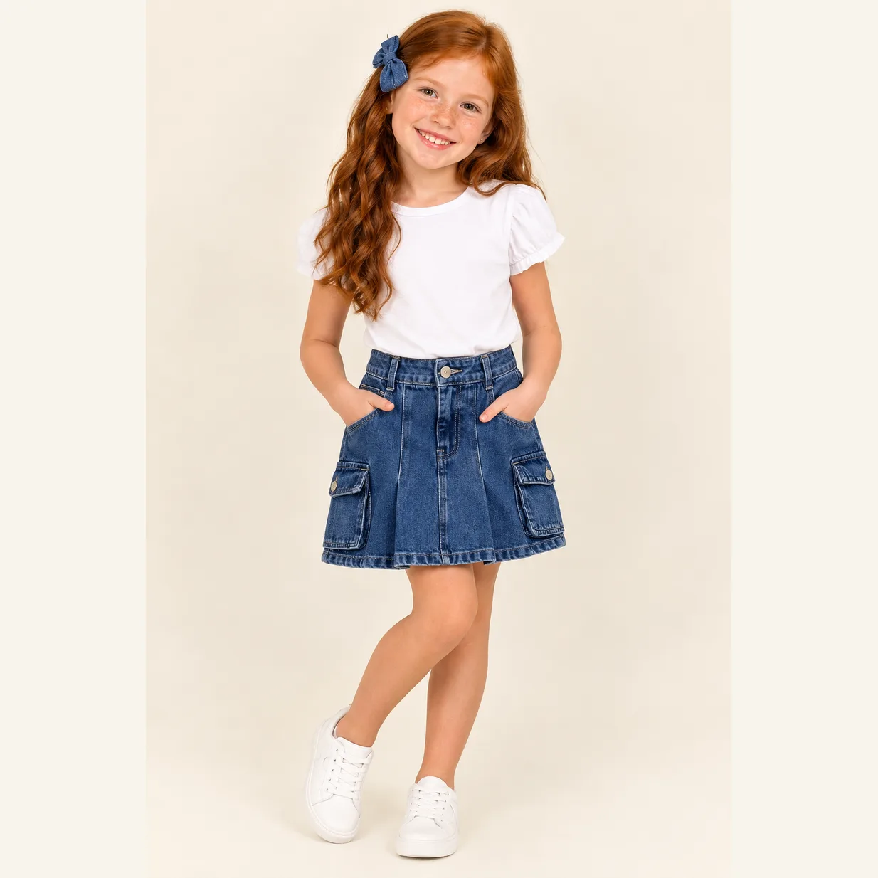 Saia Jeans Infantil Menina Pirilampo Kids 523946 Jeans Escuro