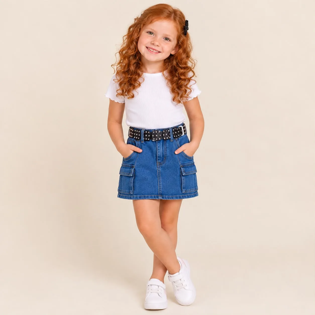 Saia Jeans Infantil Menina Pirilampo Kids SAIA 20 LOK Jeans Escuro