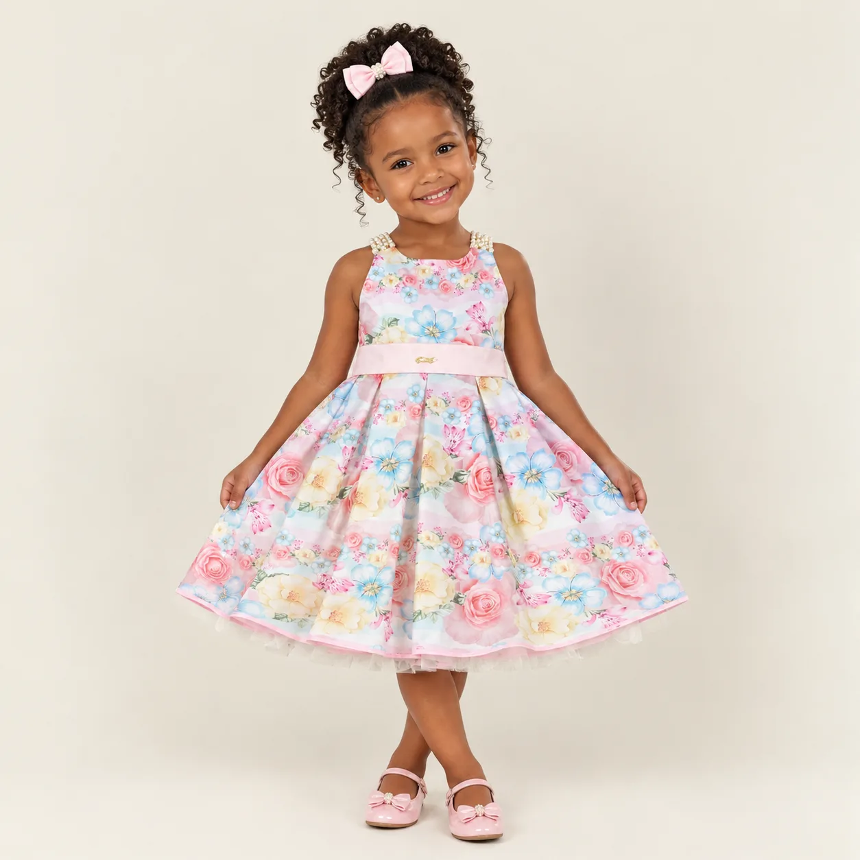 Vestido Infantil Menina Pirilampo Kids Azul Bebê