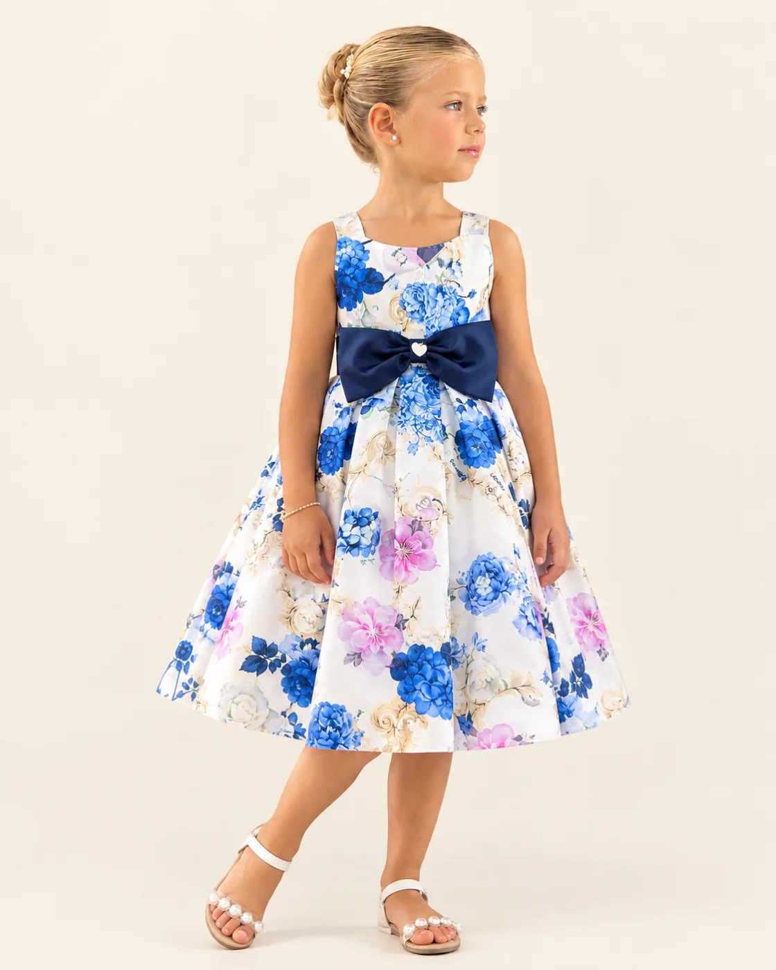 Vestido Infantil Menina Flores Pirilampo Kids Branco