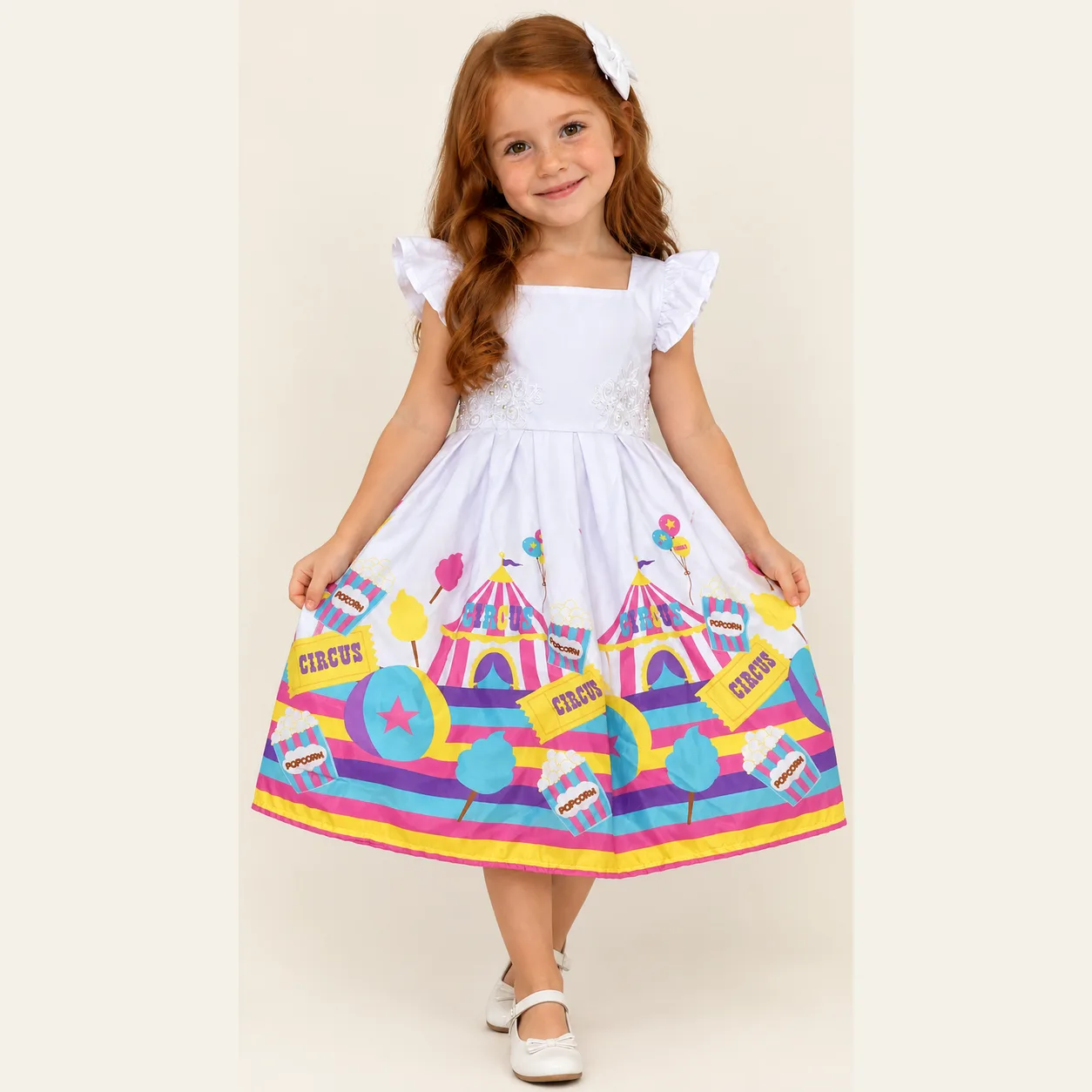 Vestido Infantil Menina Pirilampo Kids Branco