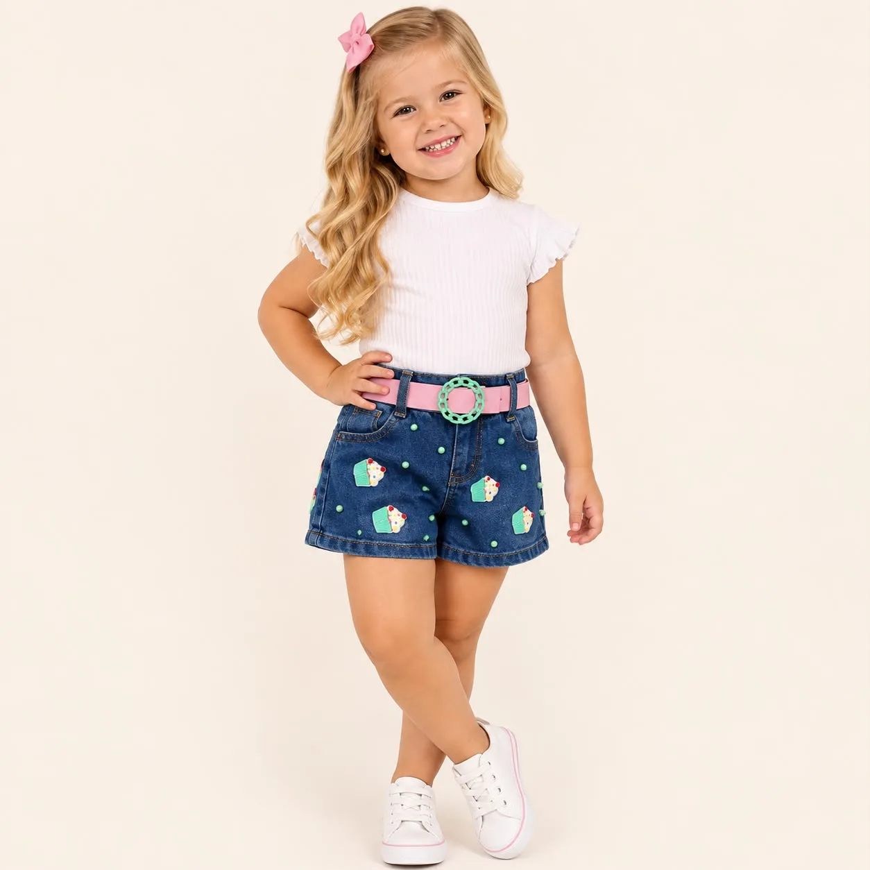 Short Jeans Infantil Menina Pirilampo Kids 45871369 Jeans