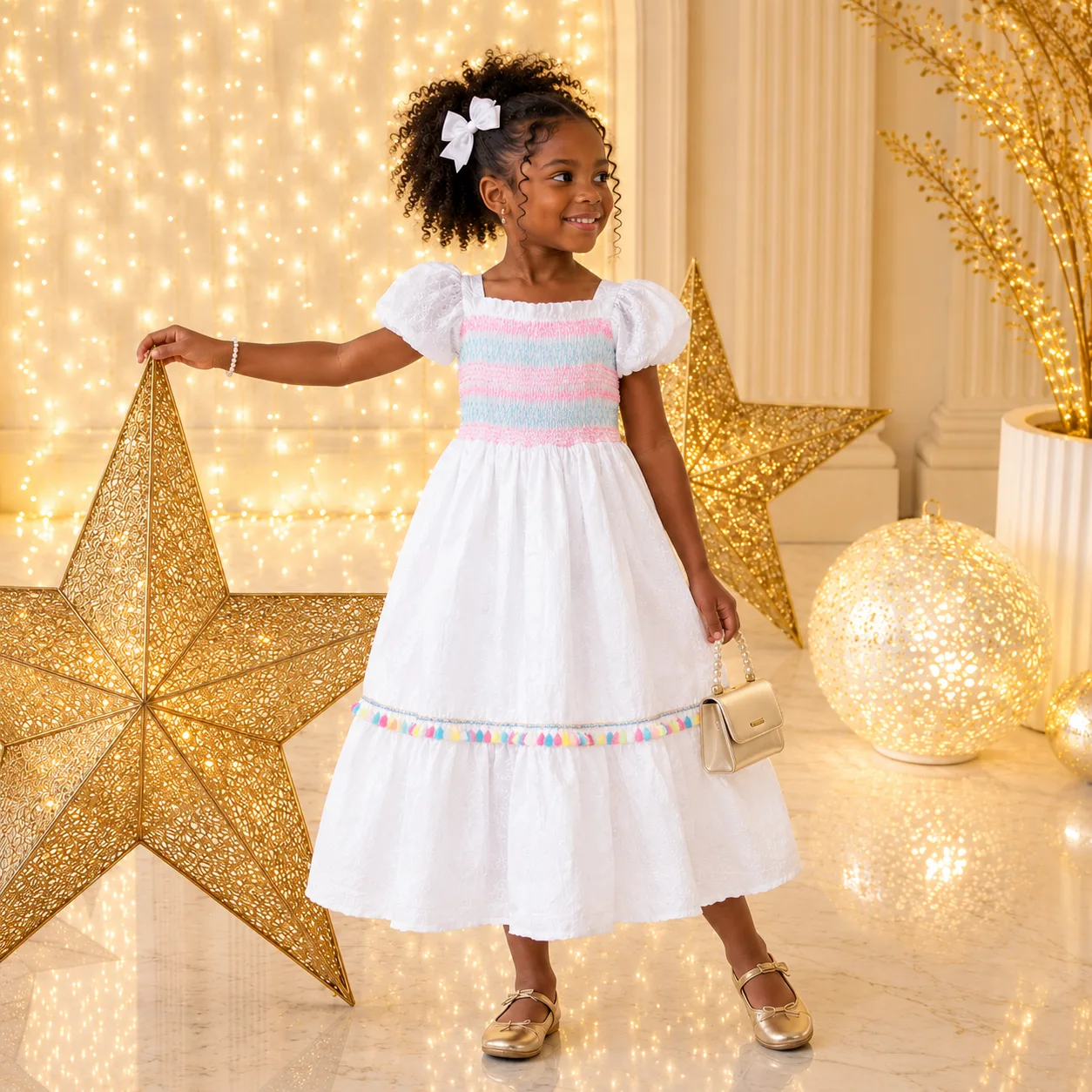Vestido Batizado Infantil Menina Pirilampo Kids Branco