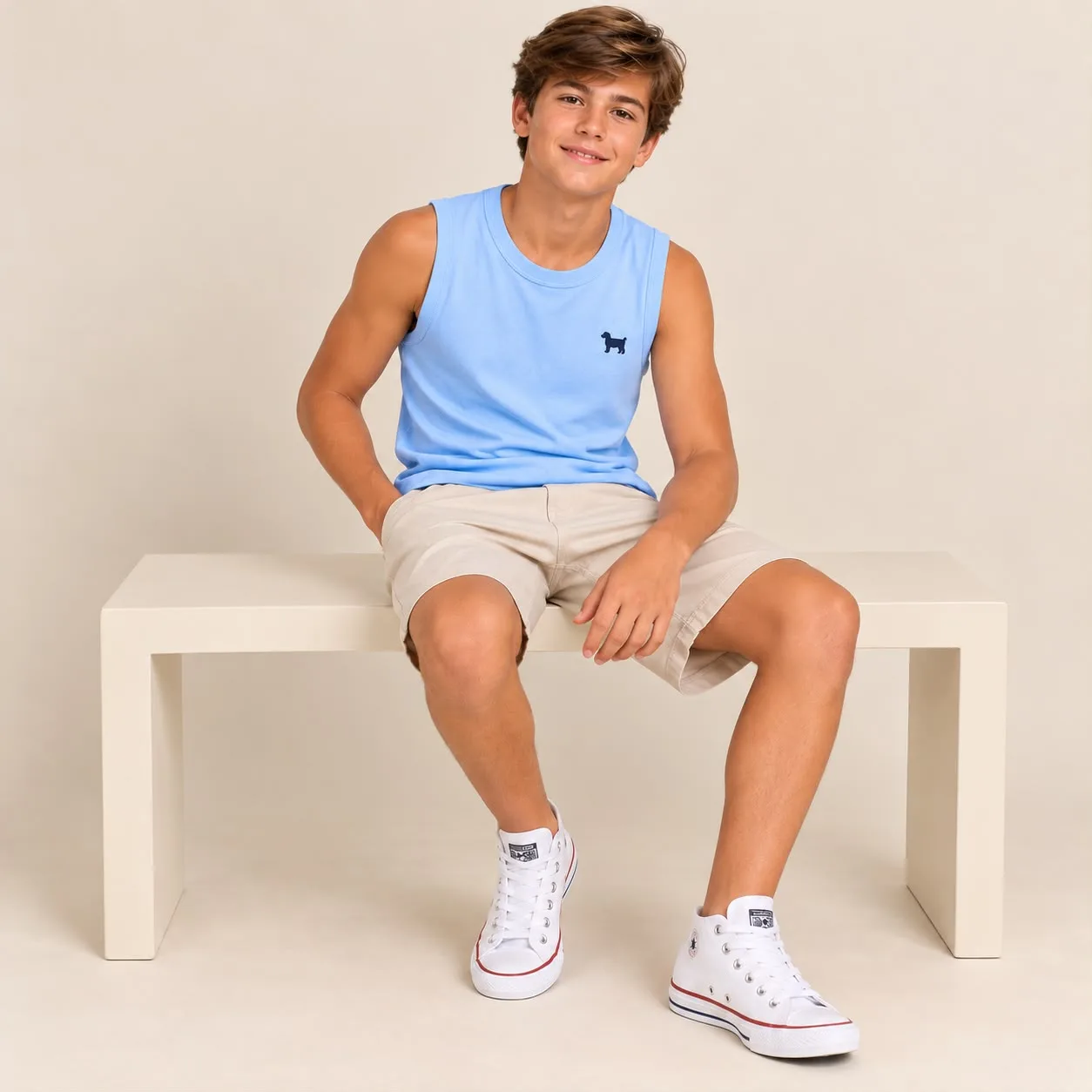 Camisa Regata Teens Menino Pirilampo Kids CAMISA 1254366 Azul Bebê