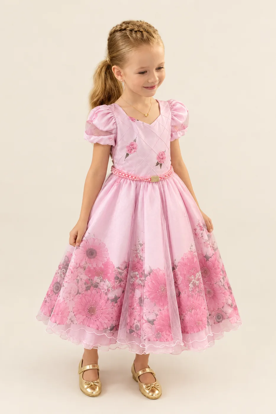 Vestido Infantil Menina Flores Pirilampo Kids Rosa