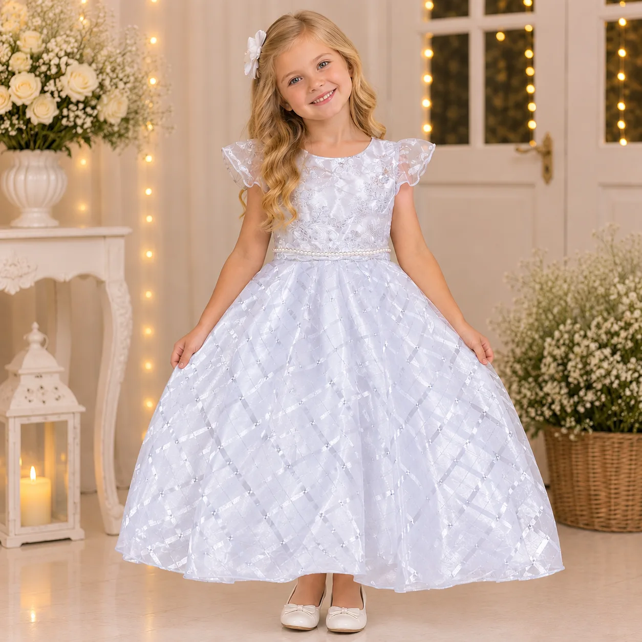 Vestido Batizado Infantil Menina Pirilampo Kids Branco