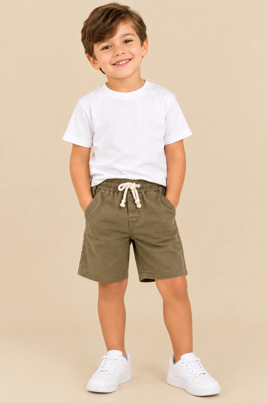 Bermuda Sarja Masculina Infantil Pirilampo Kids Marrom