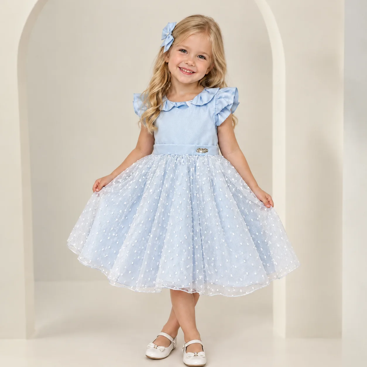 Vestido Infantil Menina Pirilampo Kids Azul Claro