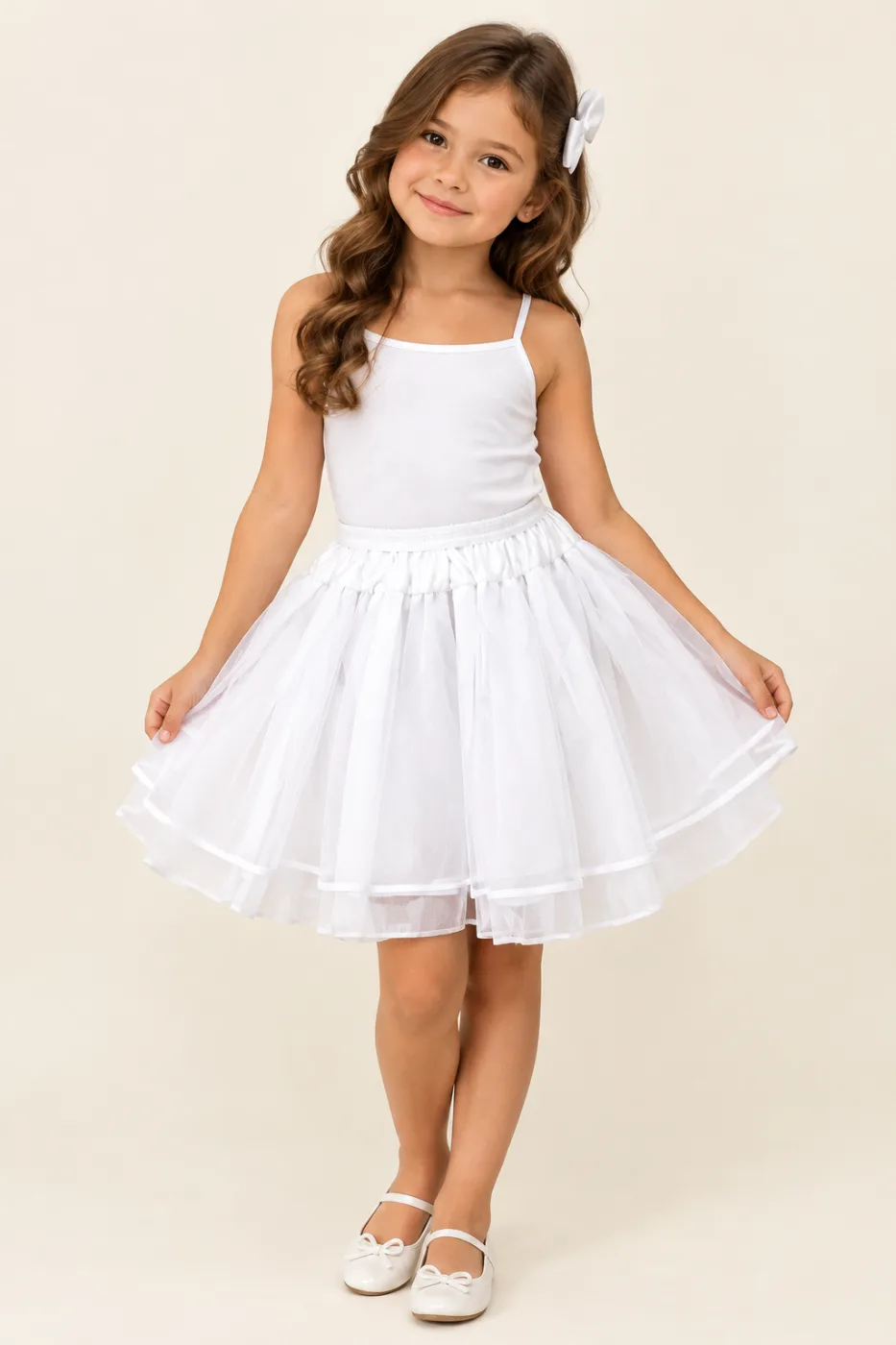 Saia Infantil Menina em Tule Pirilampo Kids Branco